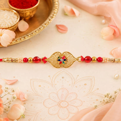 Designer Rakhi Leaf Floral Stone Beaded for Raksha Bandhan (10pcs)