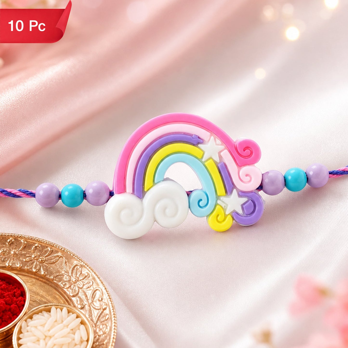 Rainbow Cloud Kids Rakhi Design for Raksha Bandhan Celebration (10pcs)