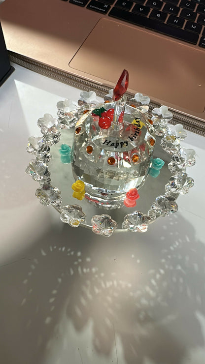 Rotating Crystal Cake Showpiece Decorative Table Centerpiece