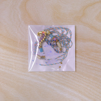 Blue Enamel Peacock Pendant Rakhi with Pastel Beads