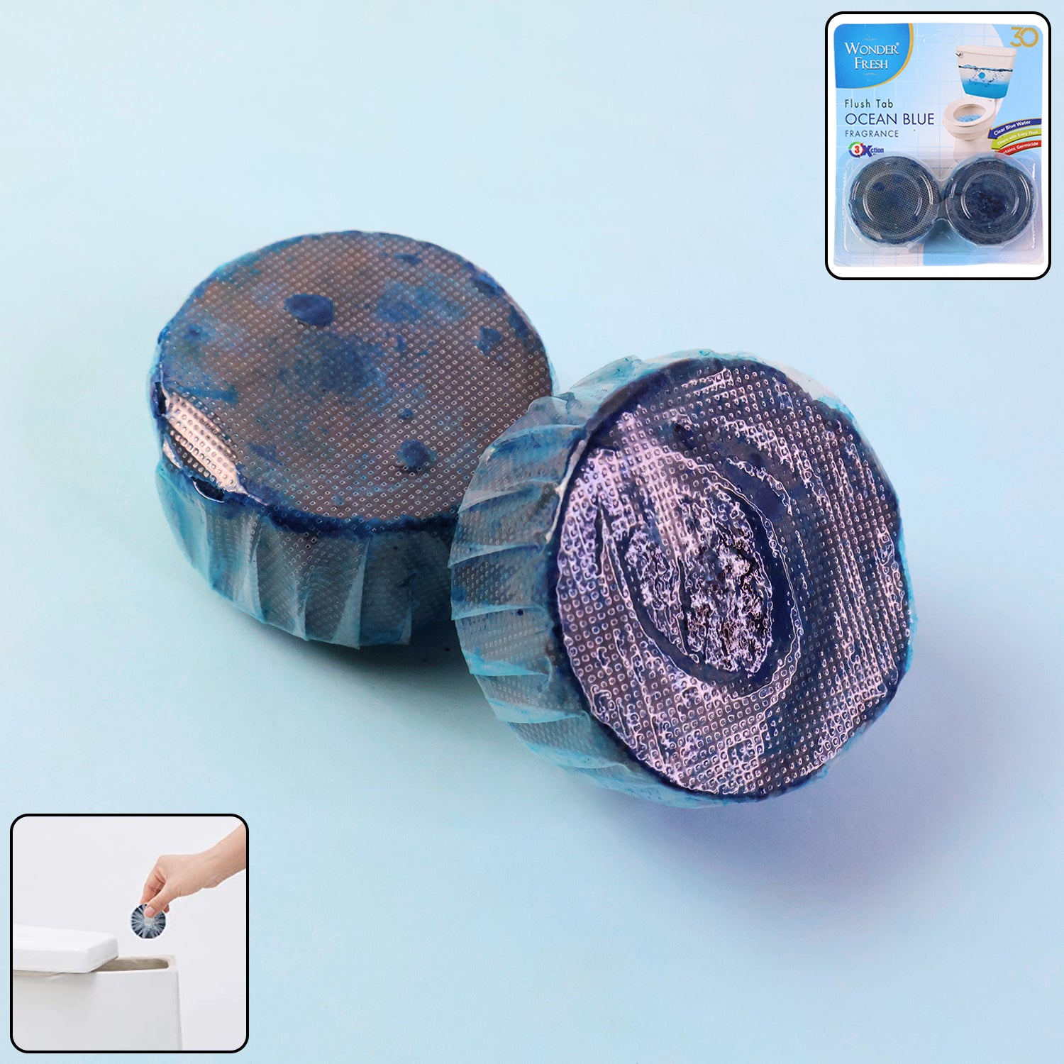 1326 ટોયલેટ ક્લીનર ફ્લશ ટેબ ઓશન બ્લુ 100 ગ્રામ