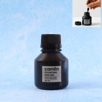 Camlin Syah Black Fountain Pen Ink – Smooth Writing Ink for Everyday Office & School Use – 60 ml Bottle