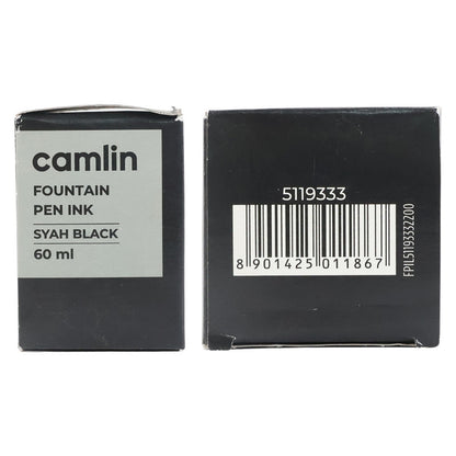 Camlin Syah Black Fountain Pen Ink – Smooth Writing Ink for Everyday Office & School Use – 60 ml Bottle
