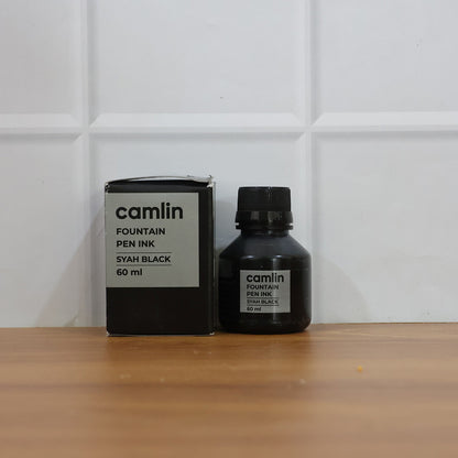 Camlin Syah Black Fountain Pen Ink – Smooth Writing Ink for Everyday Office & School Use – 60 ml Bottle