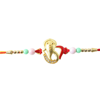 Ganesh Motif Designer Rakhi with Beaded Traditional Finish Work (10pcs)