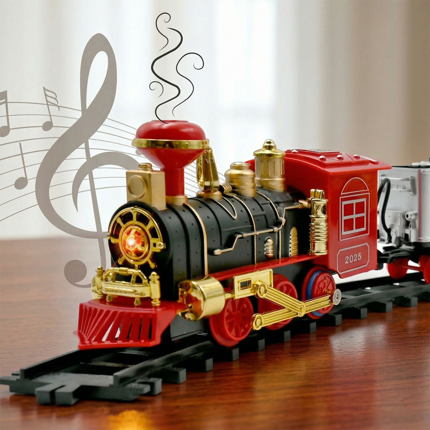 Electric Musical Choo Choo Train Toy Set with Track – Light & Sound Kids Play Train Set