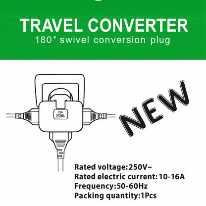 180° Swivel Travel Plug Adapter | Universal Power Converter 15A 250V