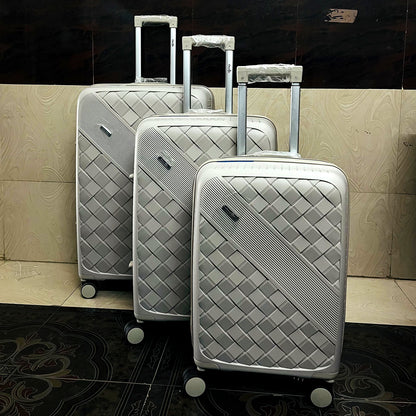 Beige Grey Premium Trolley Luggage with Spinner Wheels, Lock & Telescopic Handle