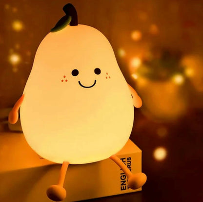 Cute Pear Silicone Night Lamp – Multi-Color LED Bedside Light for Kids Room