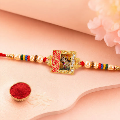 Radha Krishna Rakhi Traditional Square Centerpiece for Brothers (10pcs)