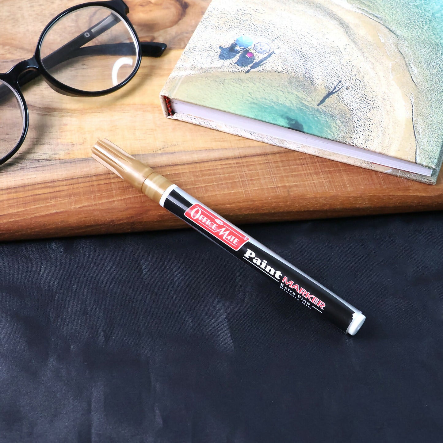 Office Mate Paint Marker – Extra Fine Plastic Nib (Gold, 1 Pc)