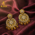 Golden Amber Floral Earrings – Elegant Desi Jewellery for Festive Looks