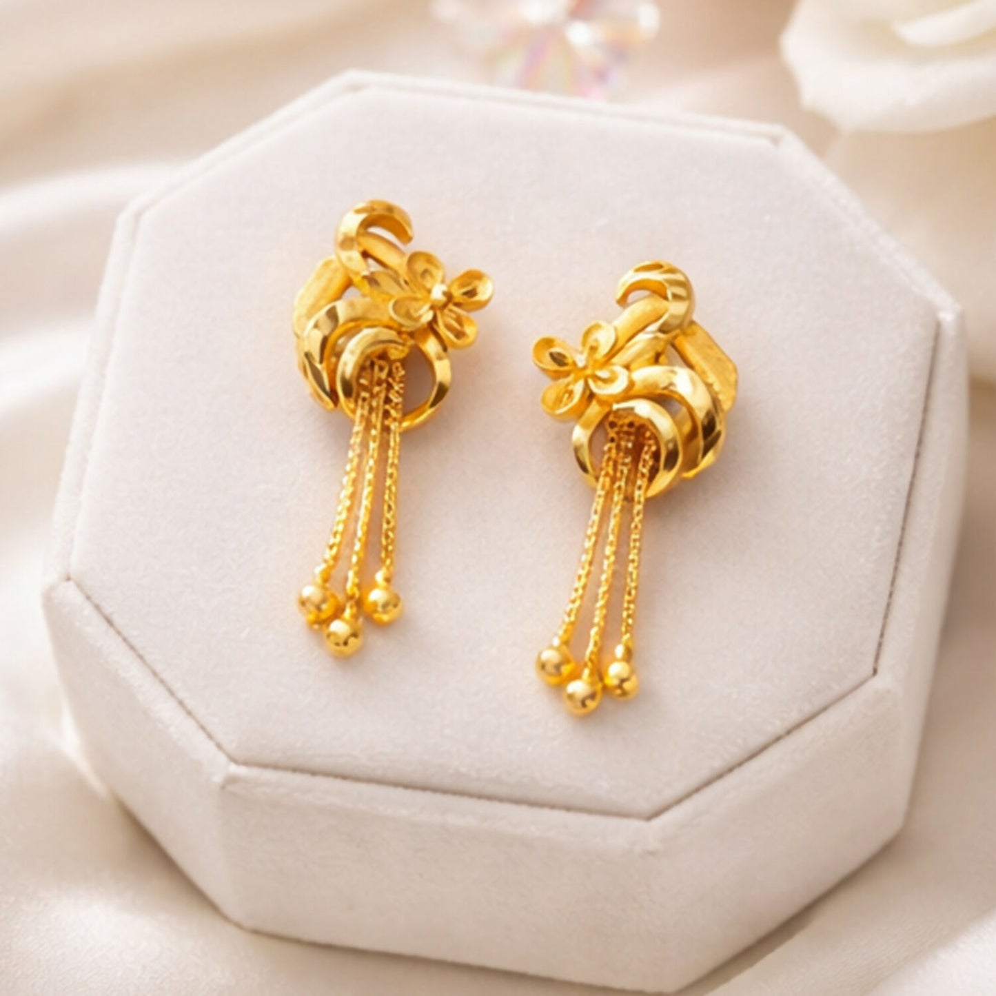 Elegant Golden Drop Earrings for Women & Girls | Lightweight Stylish Party Wear Earrings