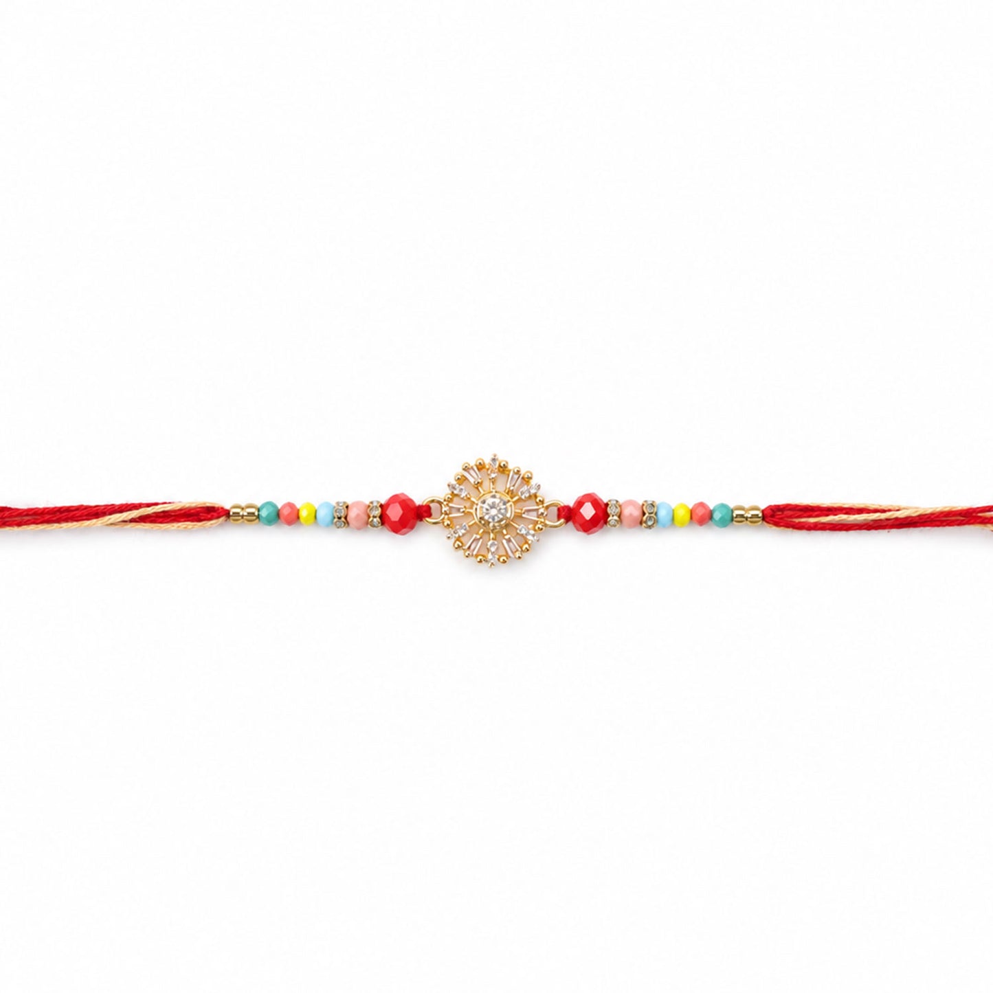 Sparkling AD Sunflower Designer Rakhi for Brother, Multicolour Beads