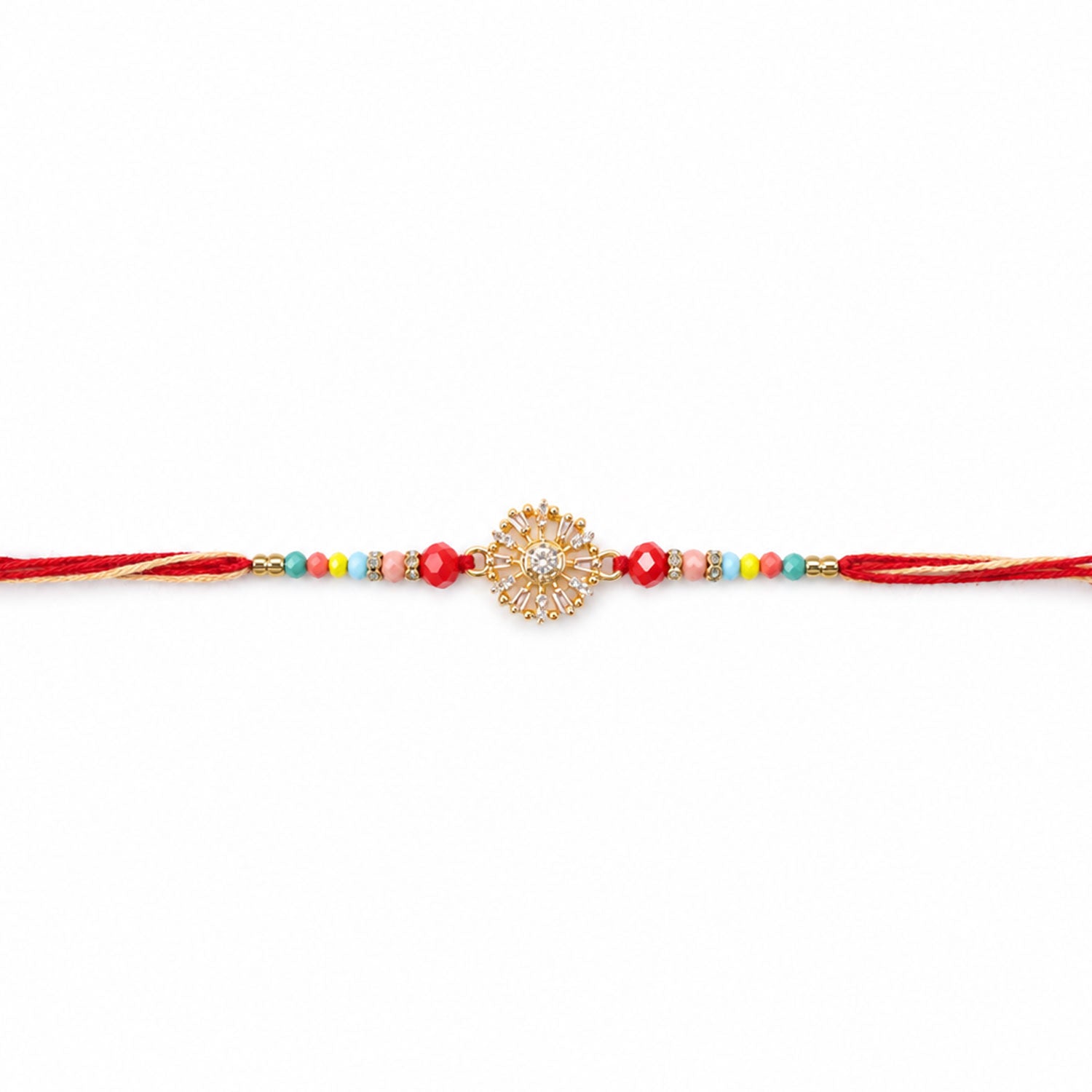 Sparkling AD Sunflower Designer Rakhi for Brother, Multicolour Beads