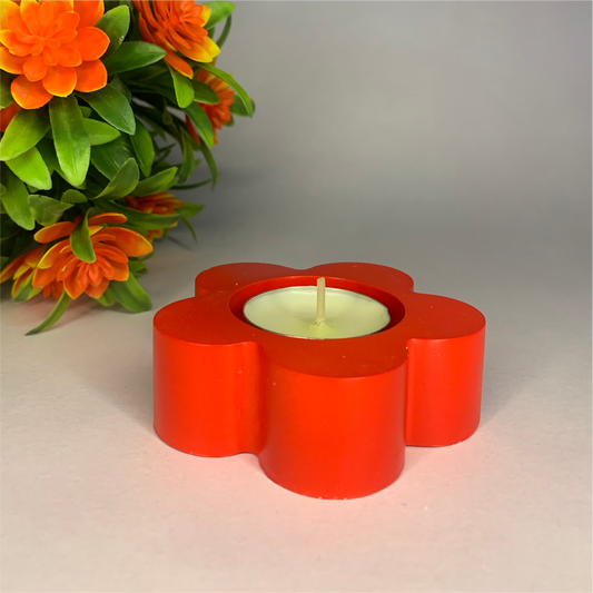 Flower Diya red tealight candle Elegant Home Decor Handmade
