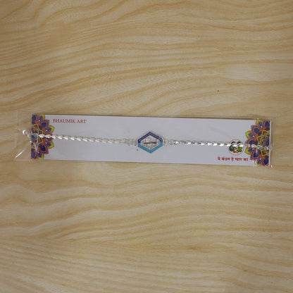 Rakhi for Brother Beautiful Silver Enamel Leaf Charm Design (10pcs)