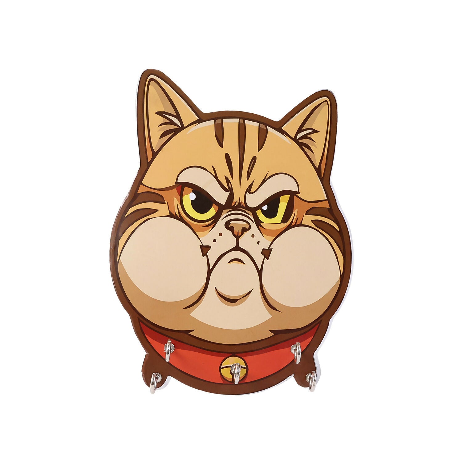 Cute Cartoon Cat Wooden Key Holder Wall Mounted Decorative Key Rack for Home Entrance