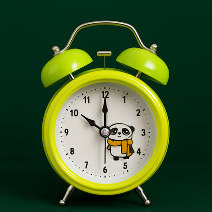 Cute Panda Twin Bell Alarm Clock for Kids | Loud Ring | Retro Desk Clock