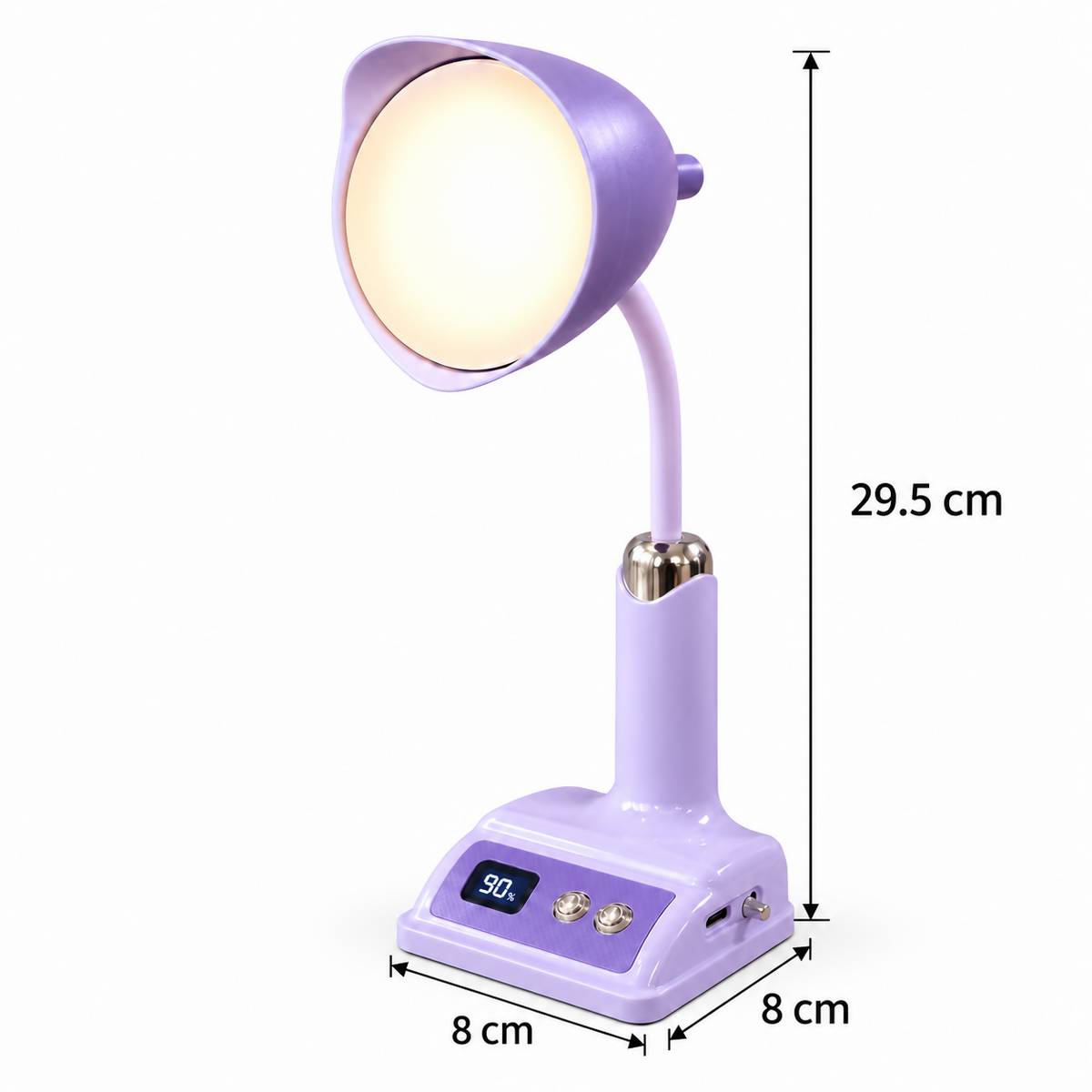 Lavender Desk Lamp with Dimensions
