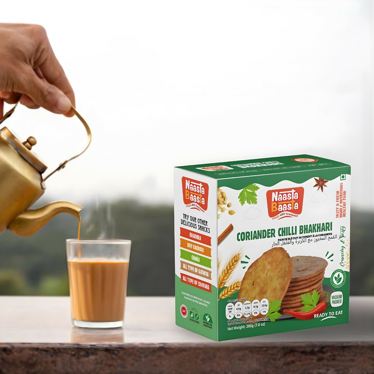 Naasta Baasta Coriander Chilli Bhakhari - Crispy Ready to Eat Snack (200 Gm)