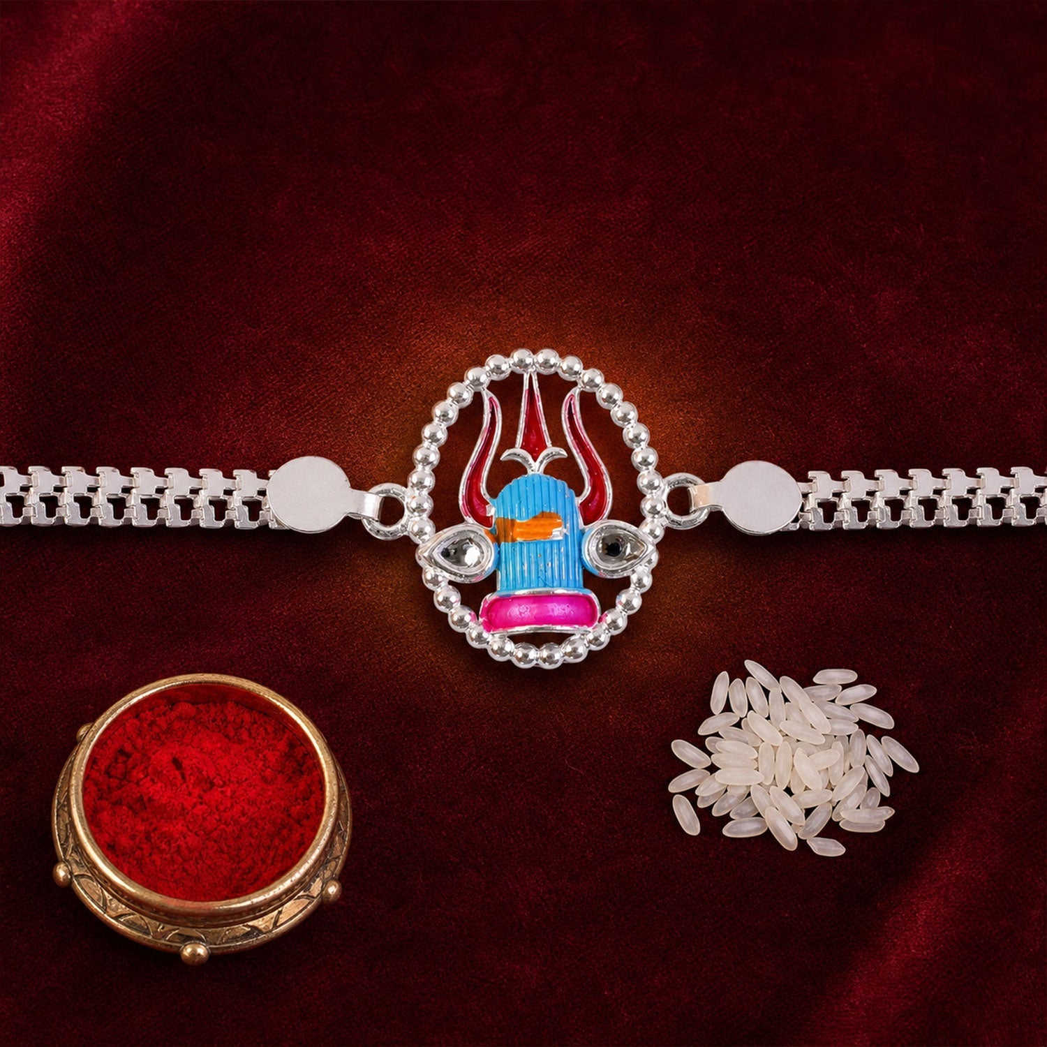 Krishna Charm Chain Style Traditional Rakhi for Brothers (10pcs)