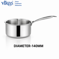 Vikas Stainless Steel Saucepan with Handle - Diameter for Stove Cooking