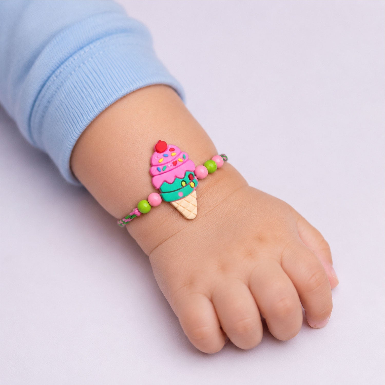 Ice Cream Cone Rakhi Cartoon Kids Cherry Sprinkle Design (5pcs)