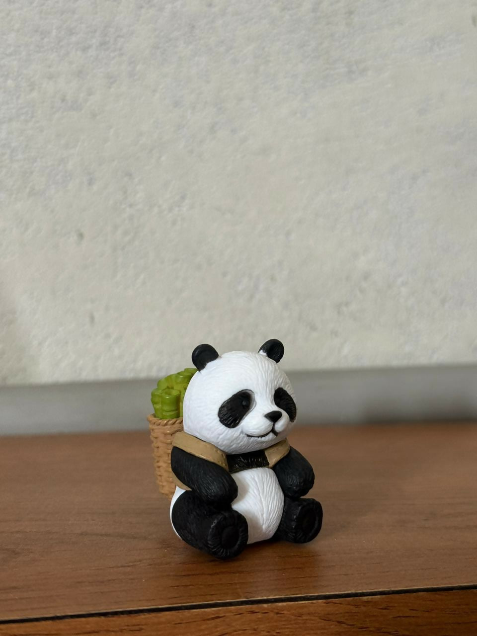 Cute Panda Bamboo Basket poly-resin Showpiece | Mini Panda Decorative Figurine