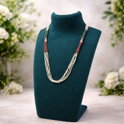Elegant Multi Strand Pearl Beaded Mala Necklace Traditional Ethnic Jewelry for Women Handmade