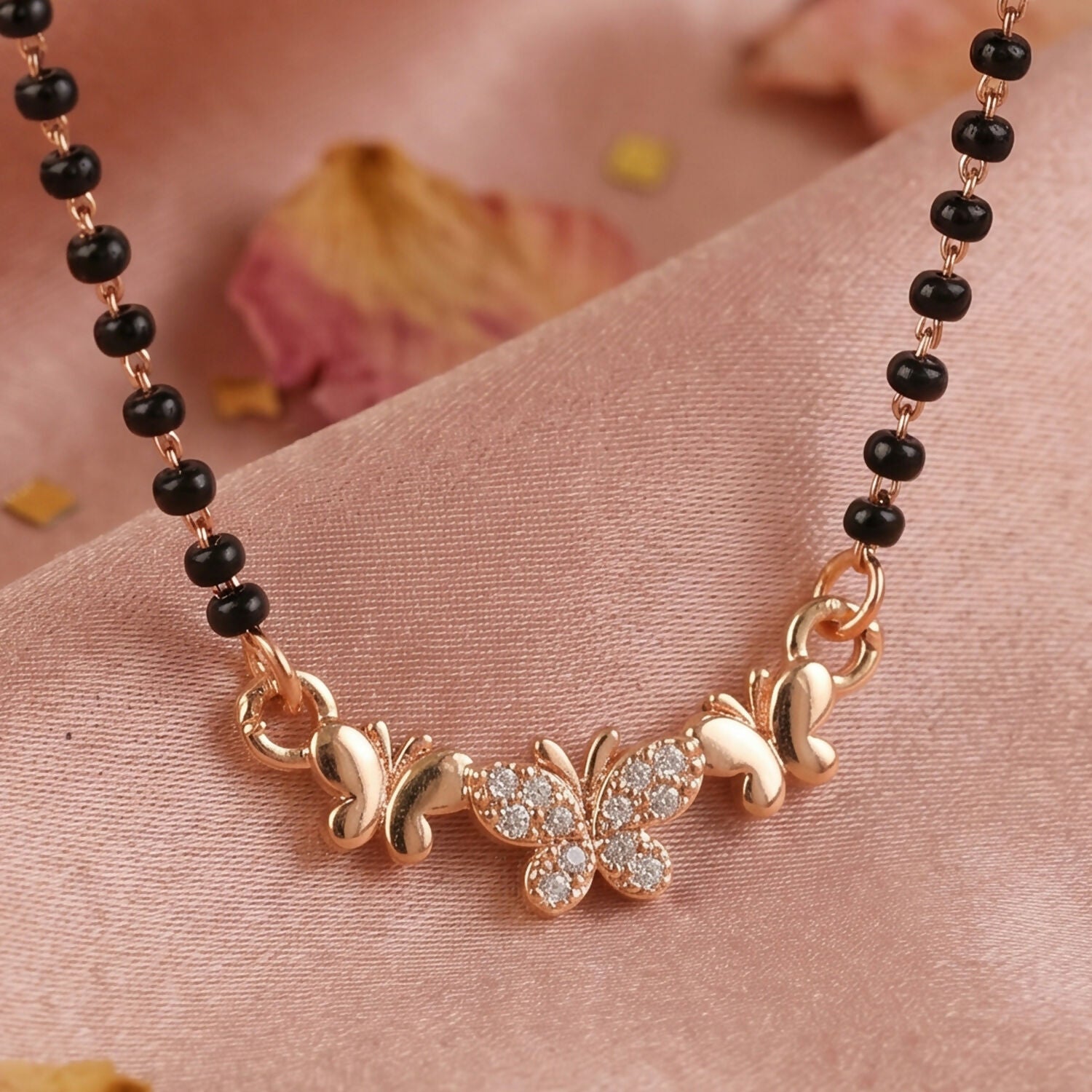 Butterfly Style Elegant Mangalsutra Necklace with Stone Work
