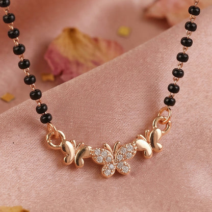 Butterfly Style Elegant Mangalsutra Necklace with Stone Work