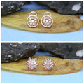 Rose Gold Stud Earrings Combo – Dazzling Halo & Lotus Design