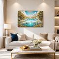 3D Waterfall Wall Decor – Elegant Gold Frame for Modern Interiors