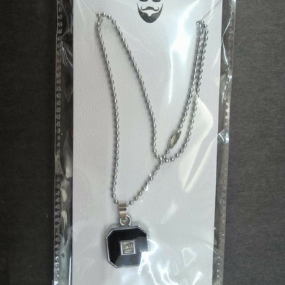 Elegant Silver Plated Black Square Pendant Necklace Stylish Chain Jewelry