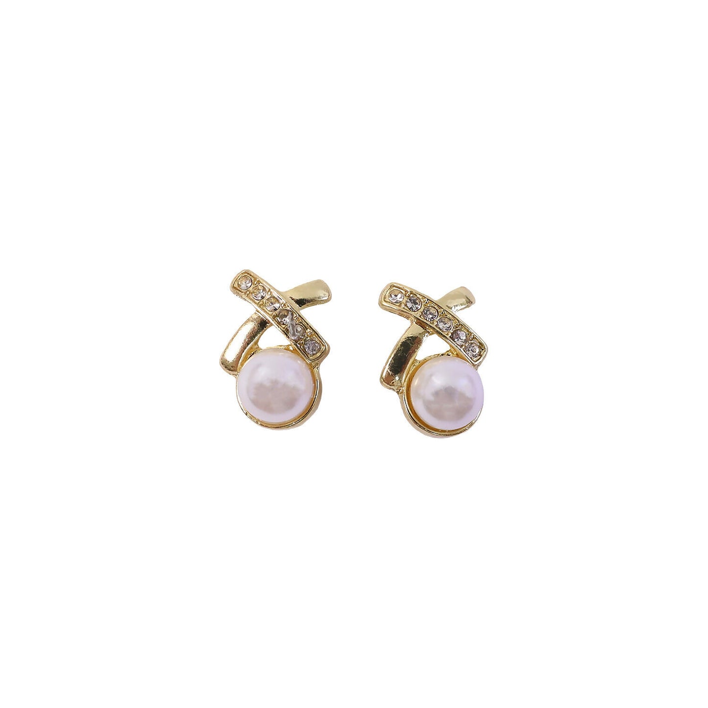 Elegant Pearl Crystal Stud Earrings for Women And Girls