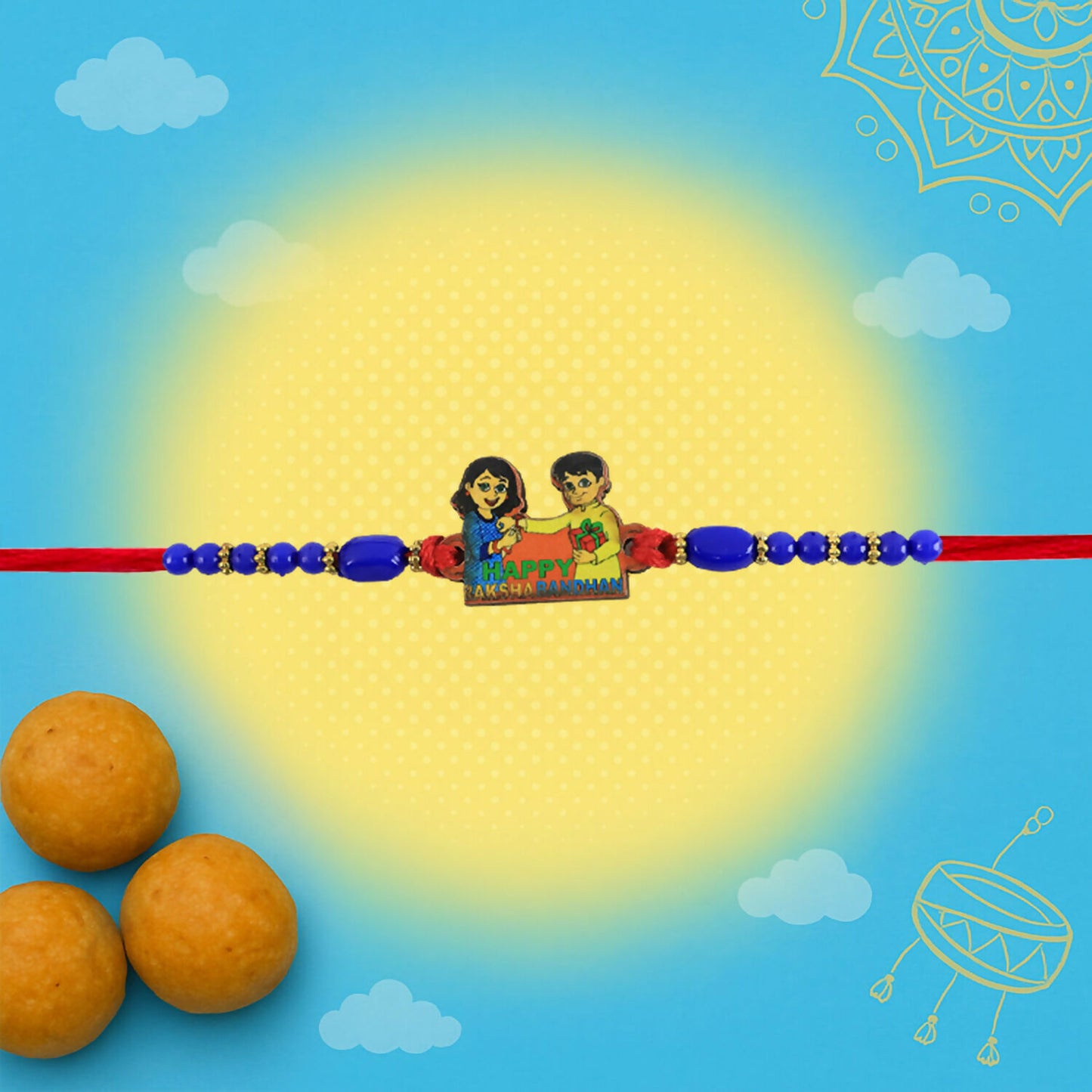 Playful cartoon themed rakhi for kids, perfect Raksha Bandhan gift for little brothers