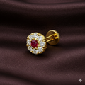 Ruby Nose Pin – Gold Plated Floral Flat Back Stud