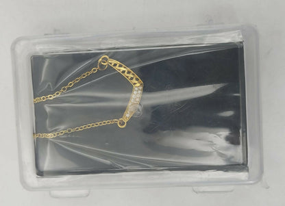 Detailed shot of gold plated cable chain and pendant of geometric lattice necklace