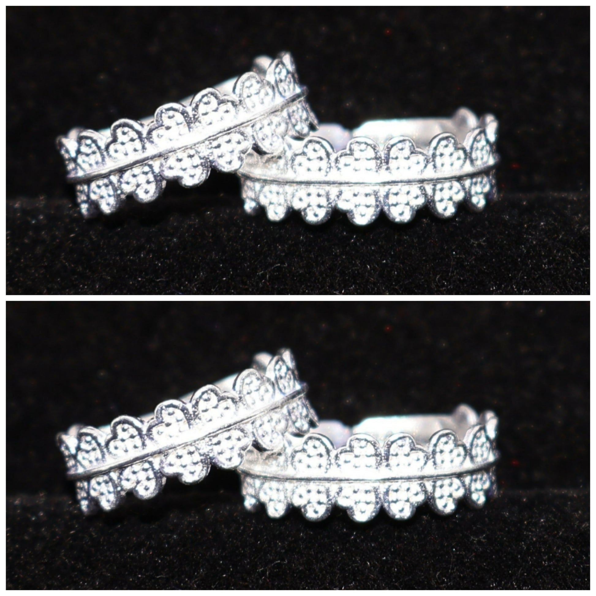 Silver Scalloped Heart Toe Ring Bichiya for women and girls Combo Pack of 2