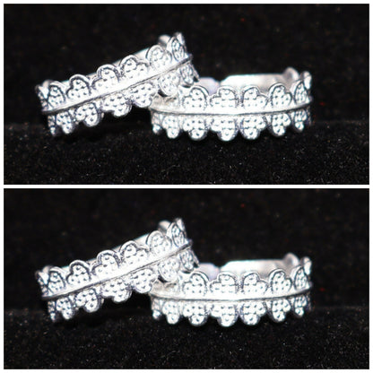 Silver Scalloped Heart Toe Ring Bichiya for women and girls Combo Pack of 2
