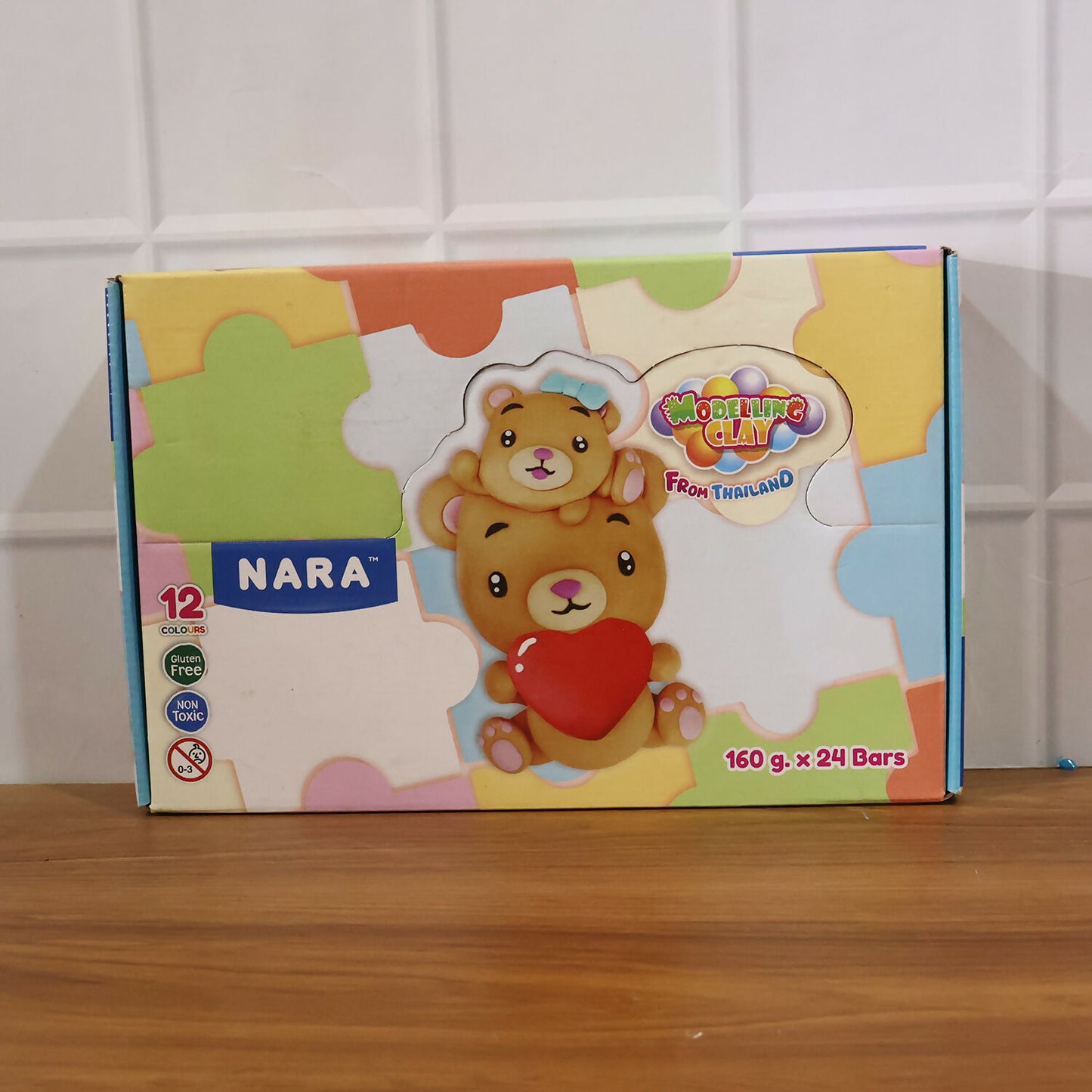 Finished colourful modelling clay creations for kids