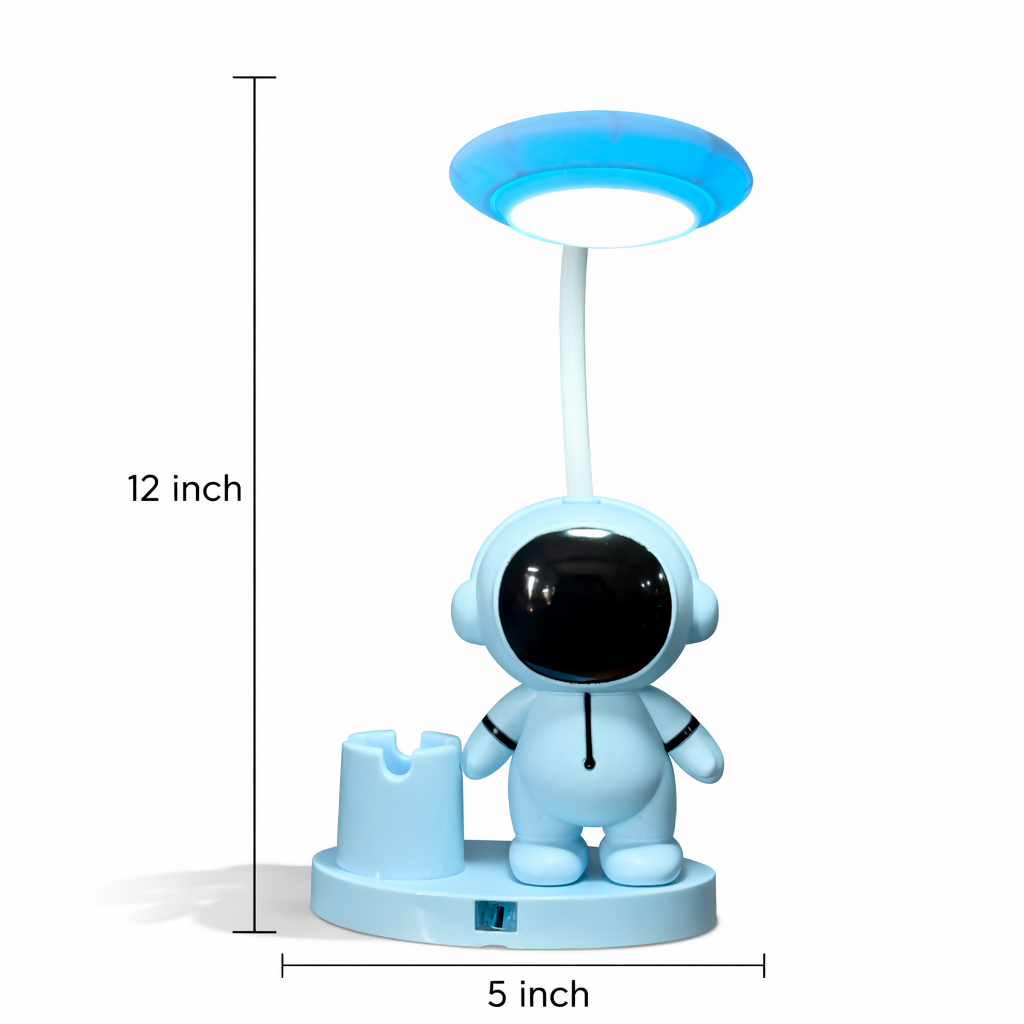 Blue Astronaut LED Desk Lamp with Pen Holder for Study Table, Kids Room & Bedside