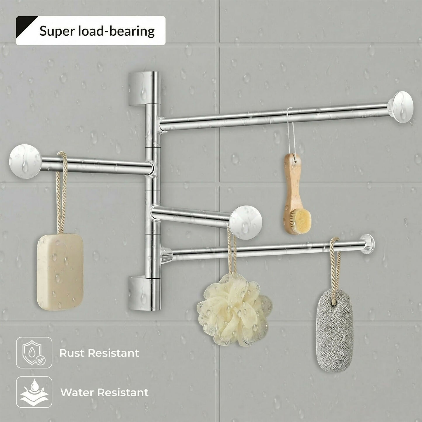 Premium Glossy Stainless Steel Wall Mounted 4 Rod Towel Holder Rack