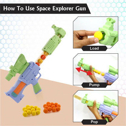 Set of 12 orange and 12 yellow soft foam balls included with the Aditi Space Explorer Gun