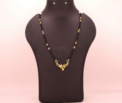 Modern Gold & AD Mangalsutra with Black Beads