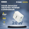 20W Dual Port USB-A and USB-C Fast Charging Wall Adapter with PD QC and Two Pin Plug