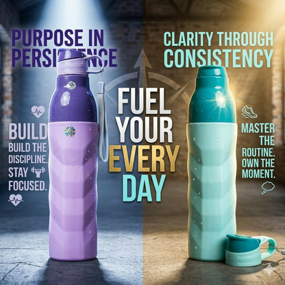 Kohinoor insulated water bottle showing leak-proof lid open