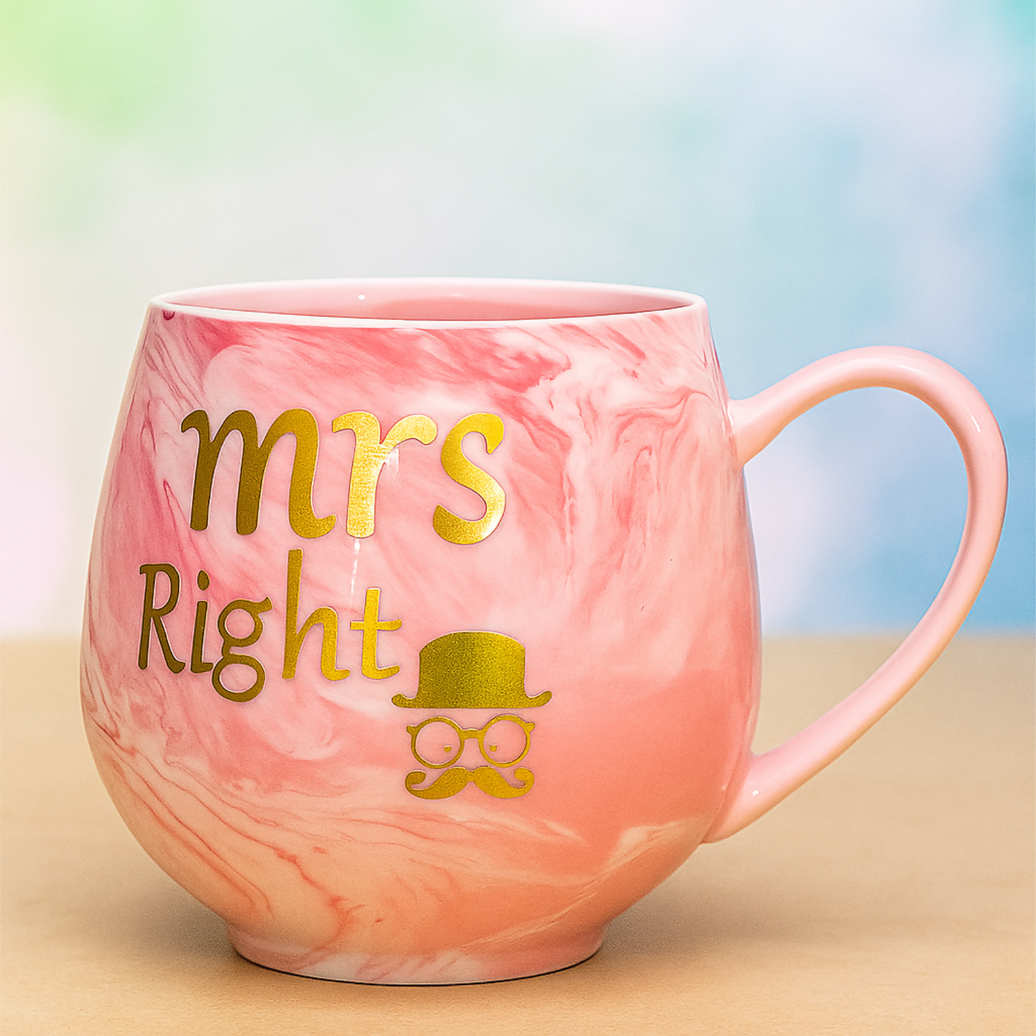 Pink Marble Ceramic Coffee Mug for Women – Elegant Round Shape Cup for Tea, Coffee & Milk – Premium Glossy Finish Designer Mug for Gifting, Office & Home Use