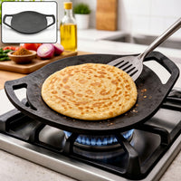 Pre-Seasoned Cast Iron Concave Roti Tawa with Double Handle (28cm)